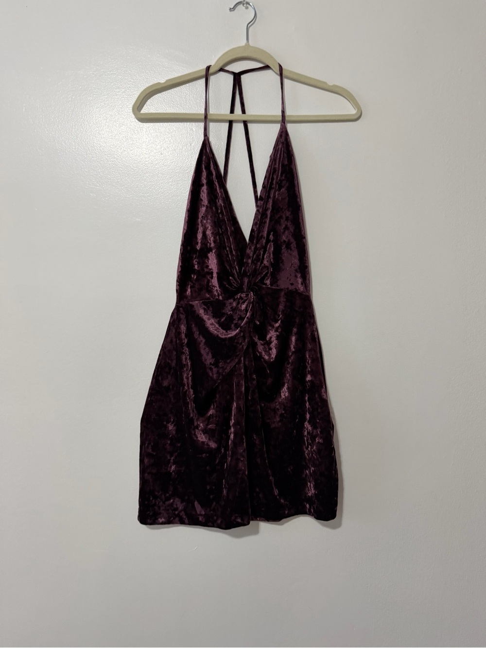 Zara Crushed Velvet Dress in Deep Plum